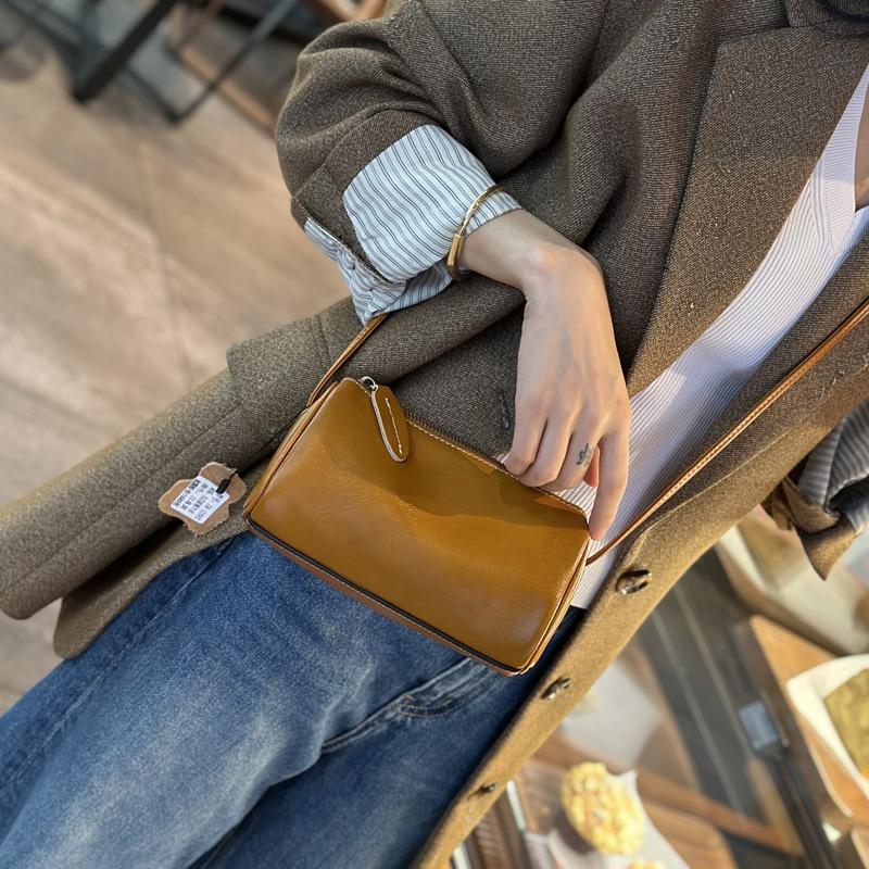 Кожаная сумка-мессенджер для женщин, ретро, высокого класса, Sense Niche, маленькая сумка-цилиндр, универсальная мини-сумка для мобильного телефона