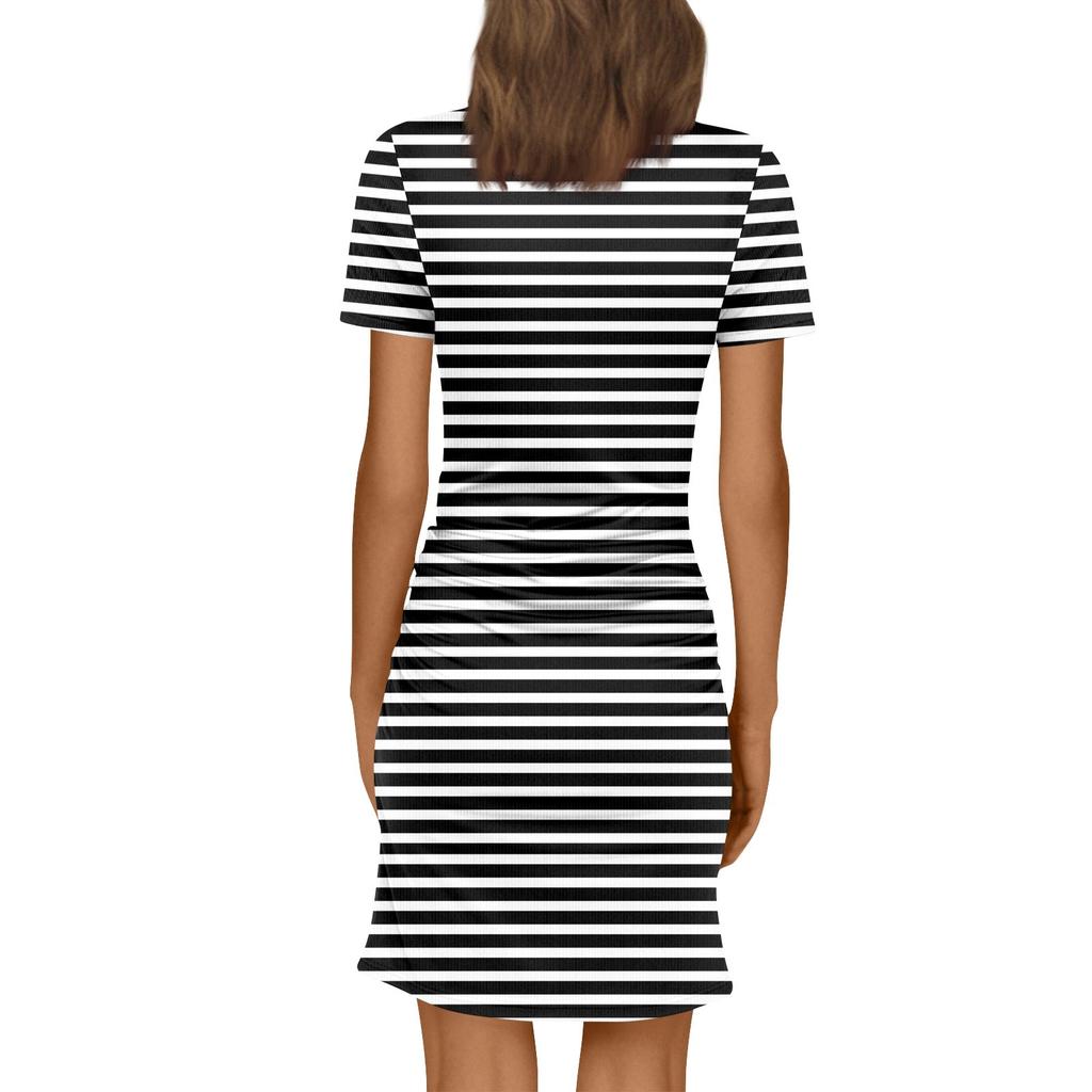 Женское модное повседневное принтованное облегающее облегающее летнее платье с коротким рукавом