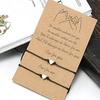 Simple Heart-shaped Wax Thread Knitting Blessing Card Lovers Bracelet Gift Set