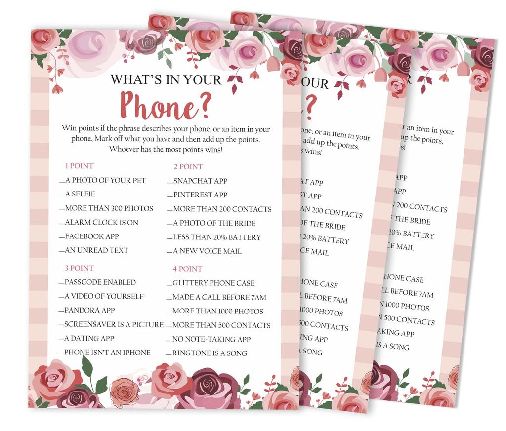 Inkdotpot 50A FloralA BingoA GameA CardsA For Bridal Wedding Shower Bachelorette Party Bulk Blank Square Fill In Gift