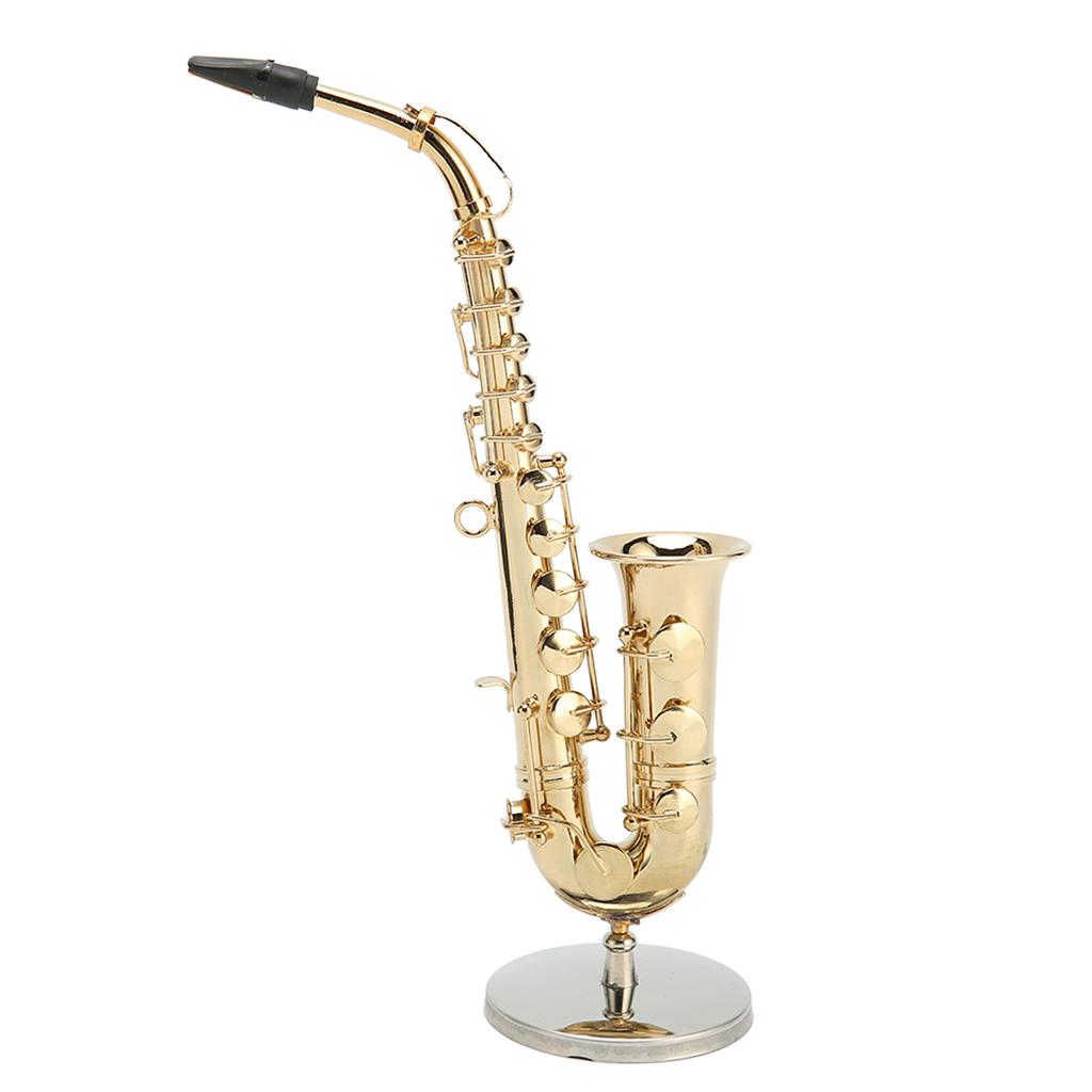 Mini Alto Saxophone Ornament Decoration Handmade Miniature Saxophone with Stand Tiny Alto Saxophone