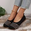 Women Slip On Flats Shoes Breathable Knitted Sneakers Women Spring Comfort Soft Sole Casual Plus Size Slip On Walking Loafers