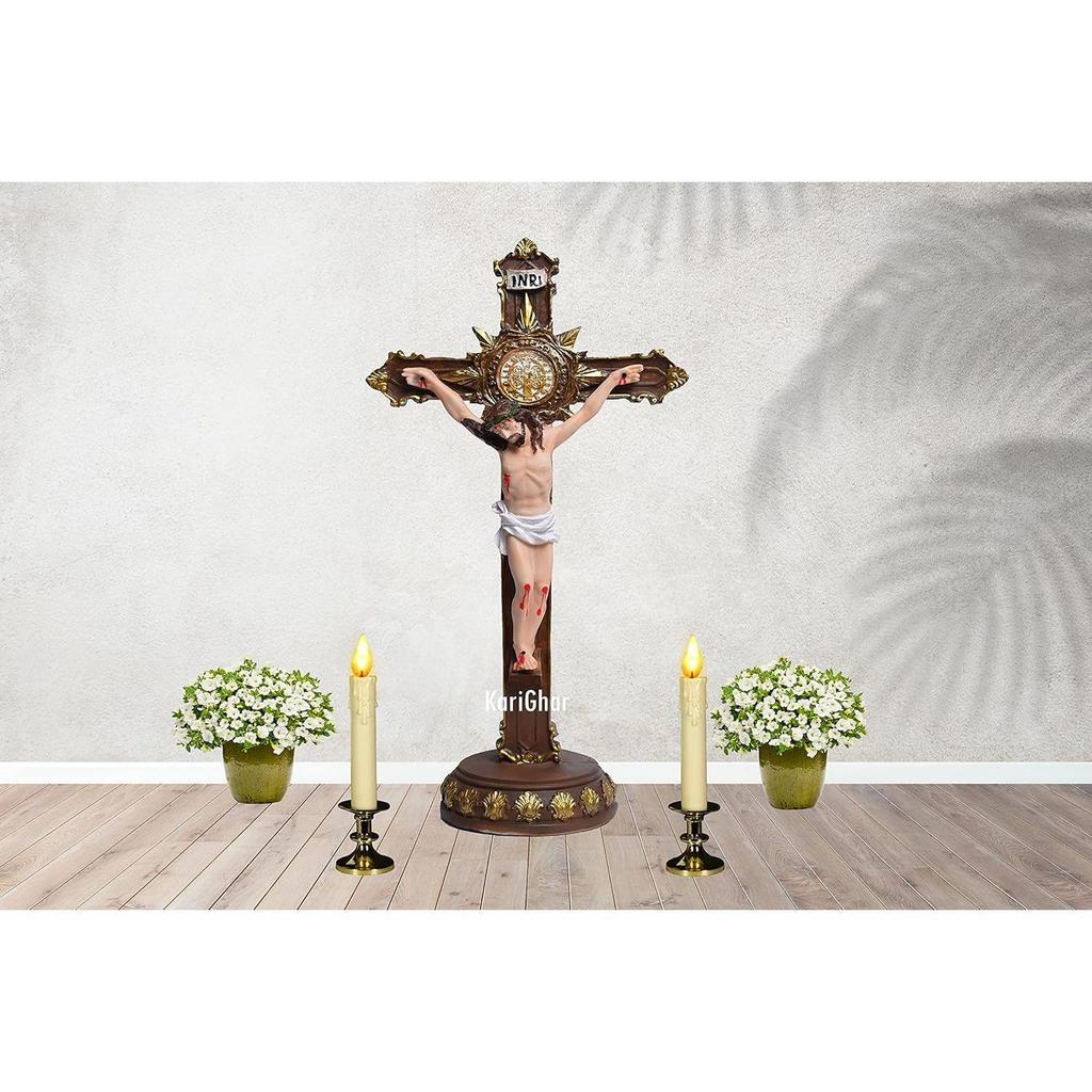 Table Crucifix with Lord Jesus Christ In 12 Inch for Prayer Room Gifting and Decoration