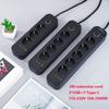 EU Plug Power Strip 3/4/5 AC Outlet Multiple Sockets 2m Extension Cord Electrical Socket with 3 USB Ports 2500W Network Filter