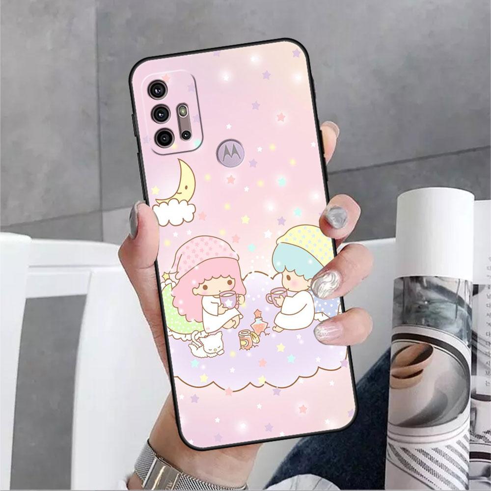 Чехол LittleTwinStars для Motorola G30 G60 Edge 20 G9 G22 G8 Power G31 G500 G50 30 Pro, черные мягкие чехлы для телефона