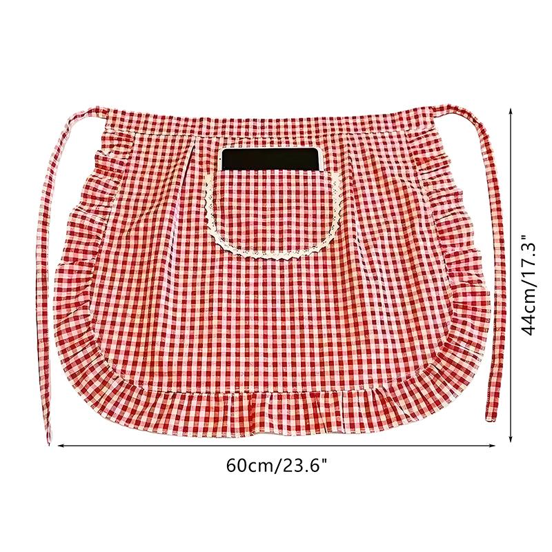 Фартук Клетчатый Квадратный Полуфартук Хлопковый Материал Пятноустойчивый Дышащий Домашняя Кулинария Рабочая Одежда Кухонные Аксессуары
