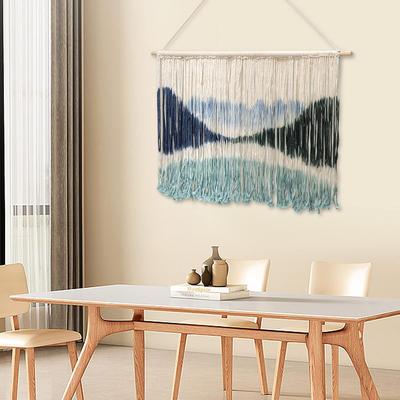 Большой макраме настенный декор - Настенное искусство "Горы" для гостиной, Современный настенный декор "Природа" для спальни, столовой - Гобелен "Дип-дай" для дома