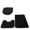 3pc Bathroom Set Rug Mat Toilet Lid Cover Plain Solid Color Bathmats