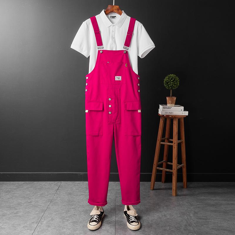 Комбинезоны, Цельные брюки, Комбинезоны для пары с несколькими карманами, Комбинезоны с прямыми штанинами, Мужские свободные рабочие брюки, Молодежные