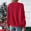 Женский модный повседневный милый стиль свободный пуловер-свитшот красного цвета с круглым вырезом и бантом