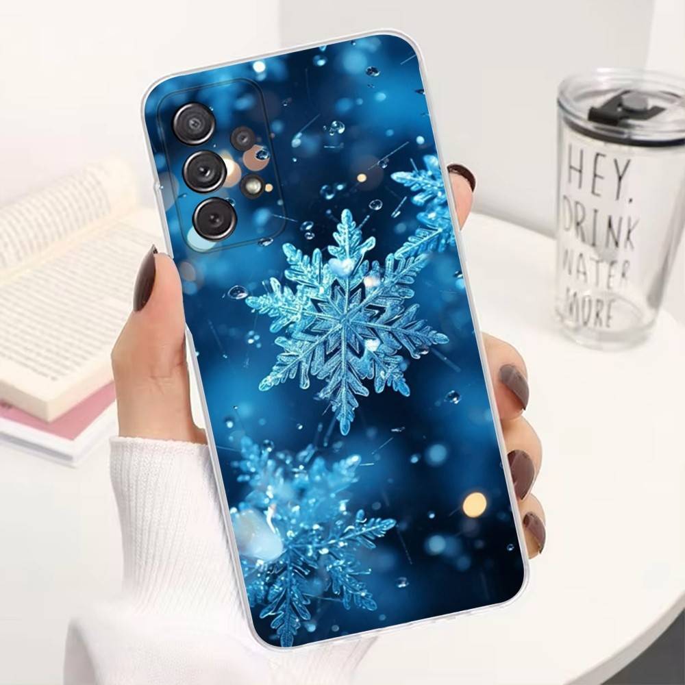 Арт Рождественские Снежинки Для Samsung A51,30,71,S9,Ultra,Lite,S23,22,21,Plus,10,20,FE, Прозрачный, Силиконовый Чехол
