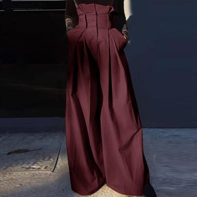 Мужские длинные брюки с застежкой-молнией и высокой талией, с оборками, повседневные свободные широкие брюки