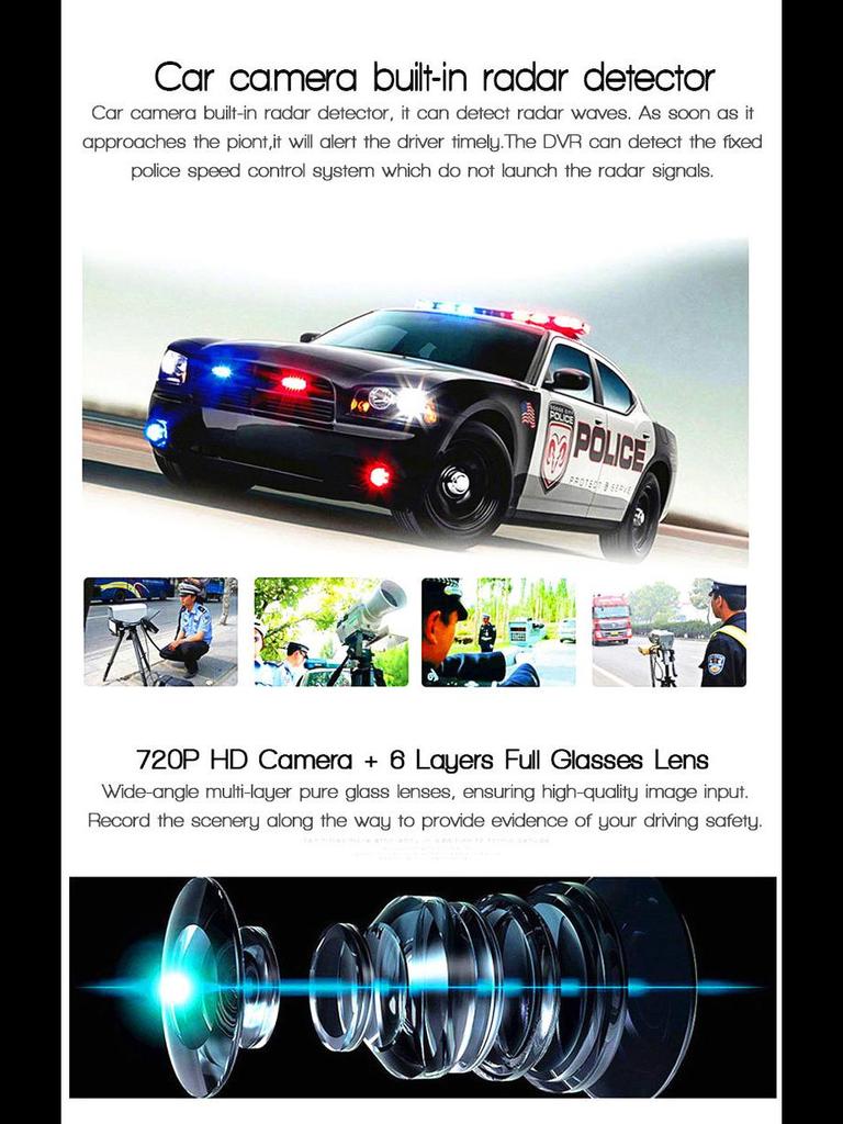 2-in-1 English/Russian Radar Speed Detector & HD Driving Recorder (2-inch) - VG3 Electronic Dog