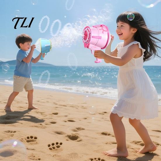 Automatic Bubble Machine for Kids Smoke Machine, Handheld Air Cannon Blower, Rechargeable Atmosphere Prop Photography Toy Outdoor Party Games