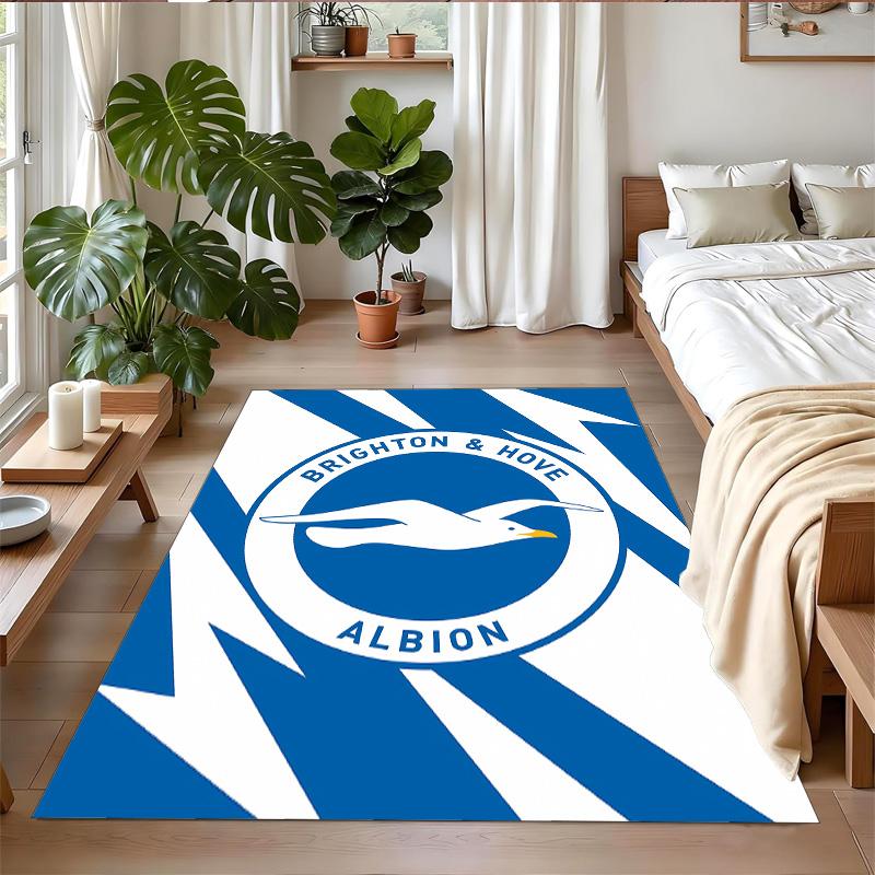 Anti‑Slip Crystal Velvet Floor Rug, Brighton Hove Albion Design Carpet for Indoor Living Bedroom Home Decoration