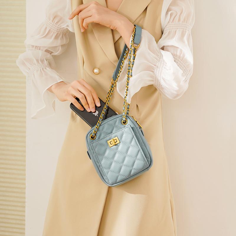 Xiaoxiangfeng Сумка для мобильного телефона из натуральной кожи для женщин, сумка через плечо, новая мини-сумка, вертикальная модная сумка на цепочке