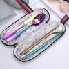 Portable 304 Stainless Steel Korean Knife, Fork, Spoon, Chopsticks and Straw Tableware Set for Travel - Folding Tableware