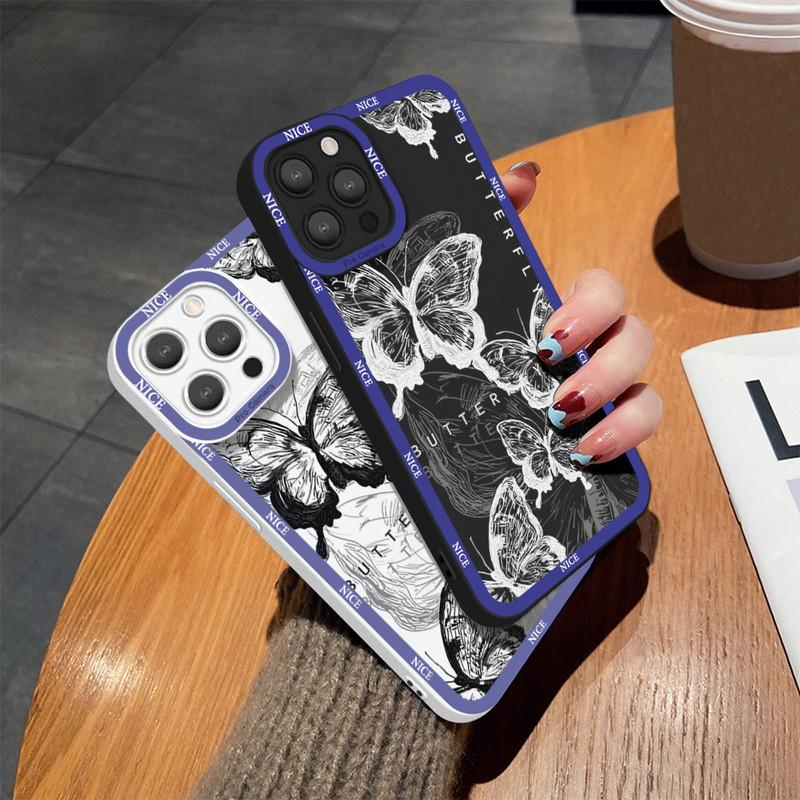For iPhone 16 15 14 Pro Max Redmi Note 13 12 Pro Samsung S25 S24 Ultra A13 A14 A15 A16 Butterfly Design Soft Silicone Full Lens Protect Case