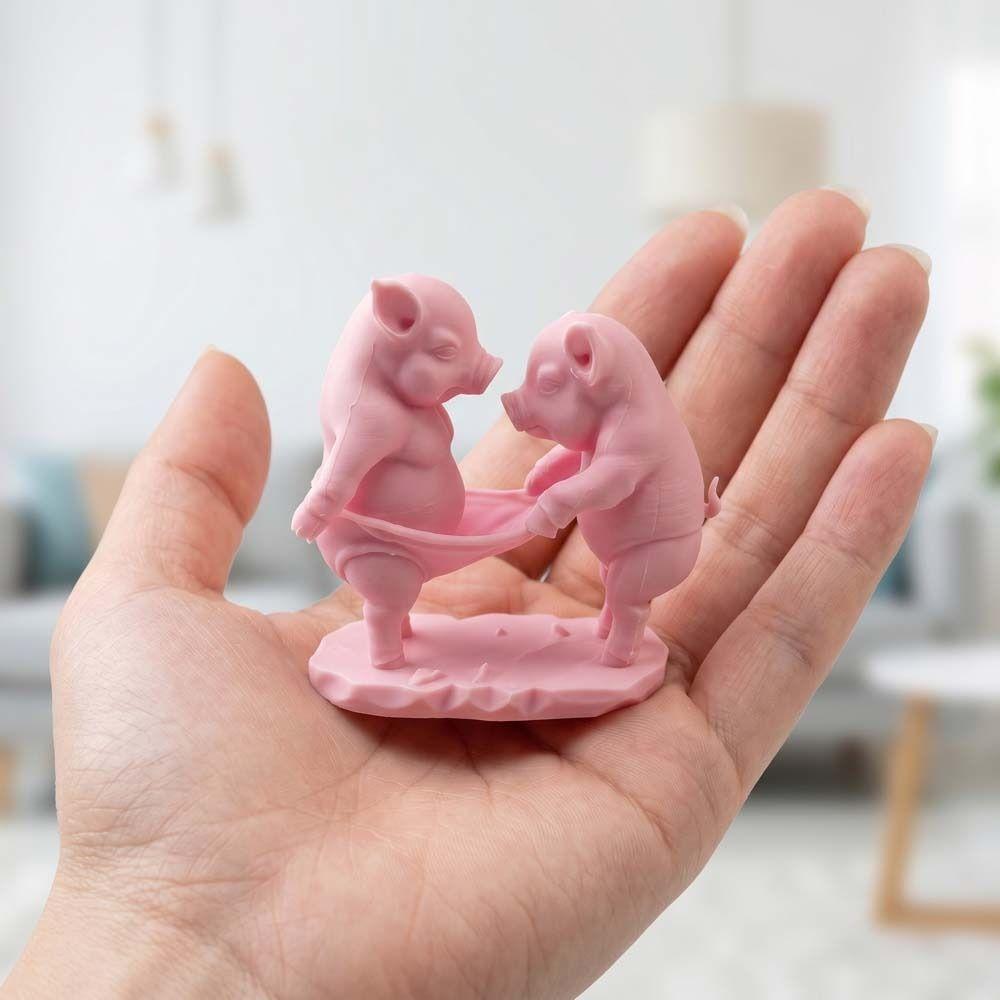 Animal Crafts Cartoon Pig Figurine Creative Animal Pig Model 3D Printed Pig Toy Home Decoration