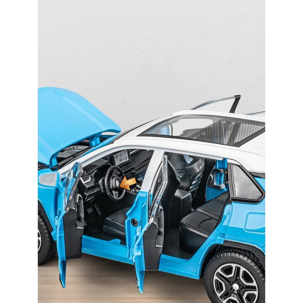 1/22 Toyota RAV4 SUV Alloy Cast Toy Car Model Sound and Light Pull Back Children's Toy Collectibles Birthday Gift