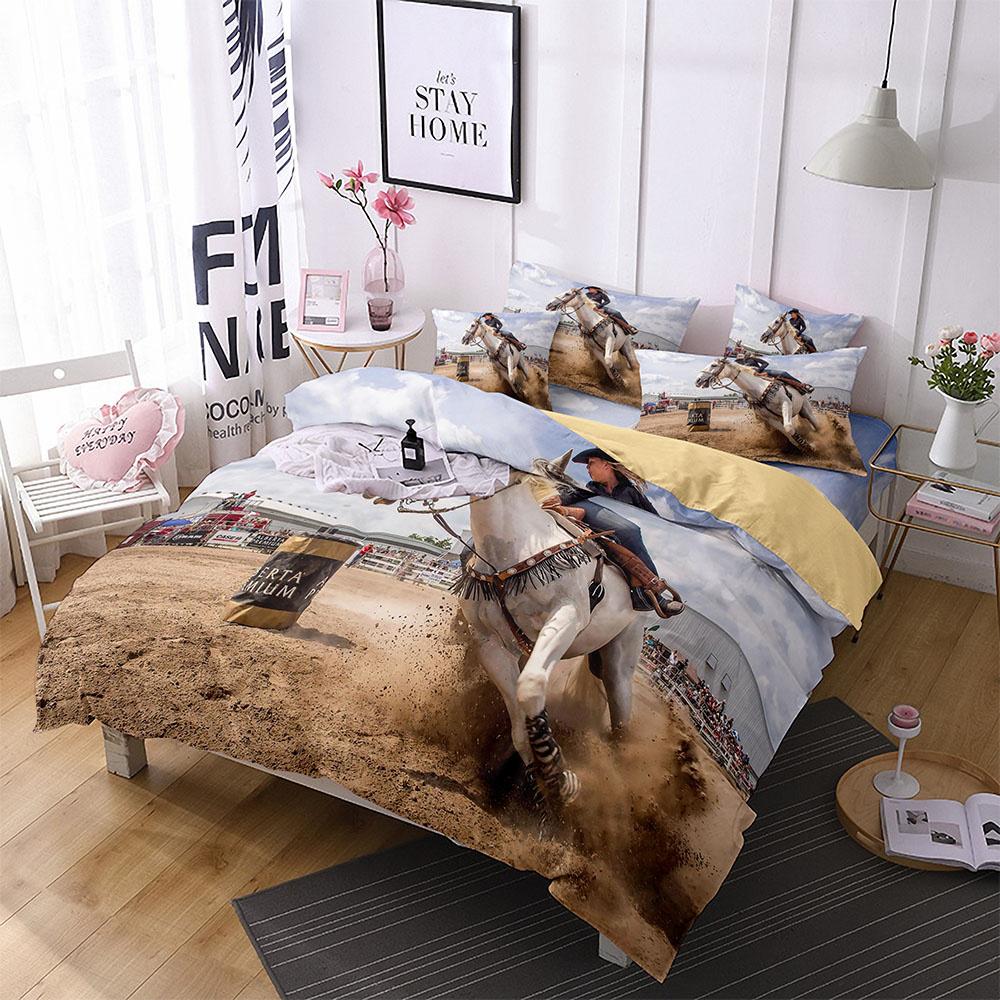 Комплект пододеяльника с лошадьми, Полуторный размер, Постельное белье для детей, подростков, Западный ковбойский, Полиэстеровый чехол для одеяла, Покрывало с наволочкой