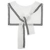 Women Fake Collar Hollow Out Knit Lace Tie Knot Front Capelet Tops Half Shirts T8NB