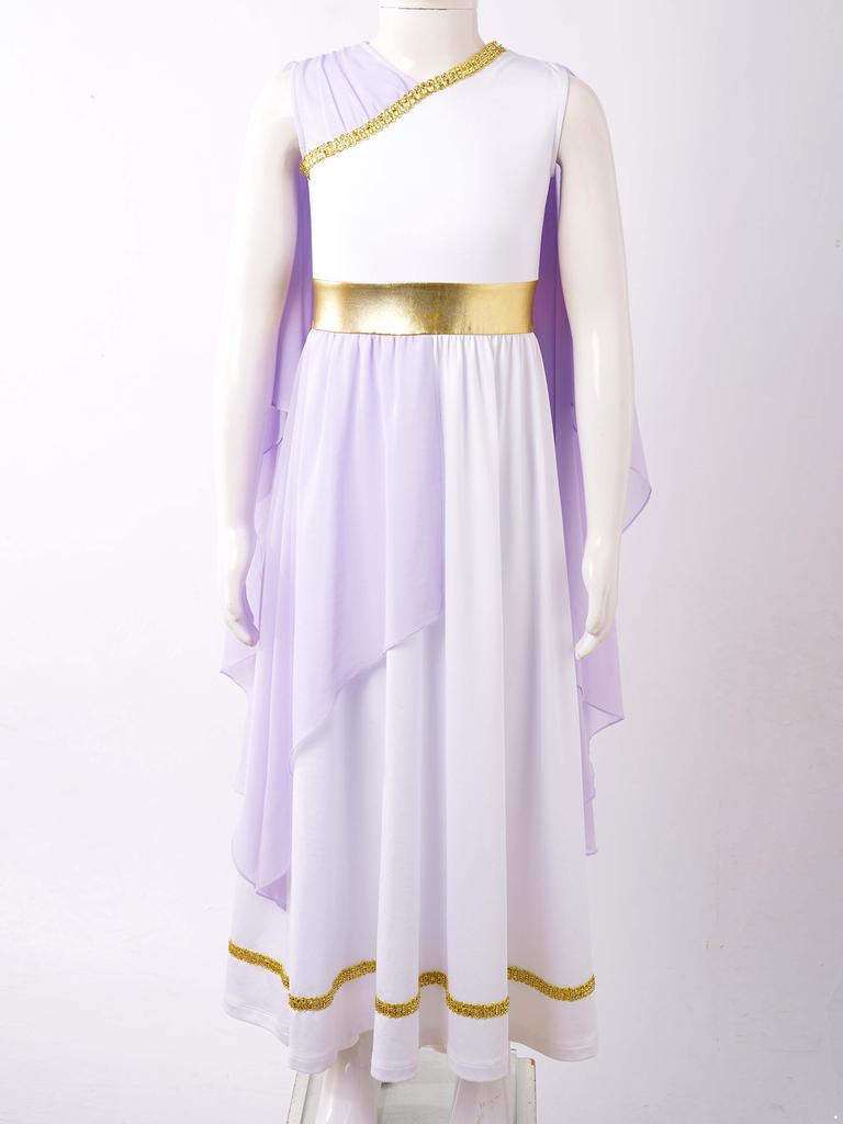 Детский греческий костюм для девочек, римское платье, платье-тога в Древней Греции, Рим, Хэллоуин, карнавальное нарядное платье принцессы