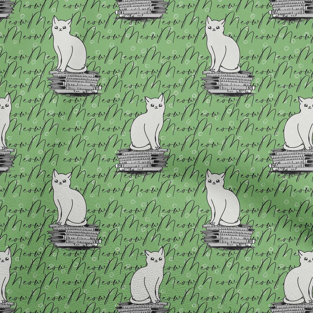 oneOone Cotton Flex Bluish Violet Fabric Animal Cat With Text Texture Craft Projects Decor Fabric Printed By The Yard 40 Inch