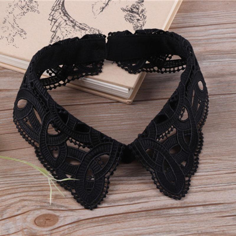 Lace Fake Collar Tie Women White Hollow Detachable Collar Lapel Shirt Blouse Top False Collar Woman Necklace Clothes Accessory