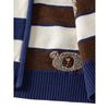 Striped Spring and Autumn Boys' Bear Cardigan Stand Collar Sweater
