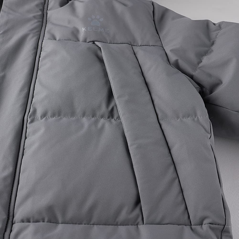 Мужская легкая пуховая куртка Kelme с капюшоном, водоотталкивающая, для использования на открытом воздухе. (Серый, Размер S)