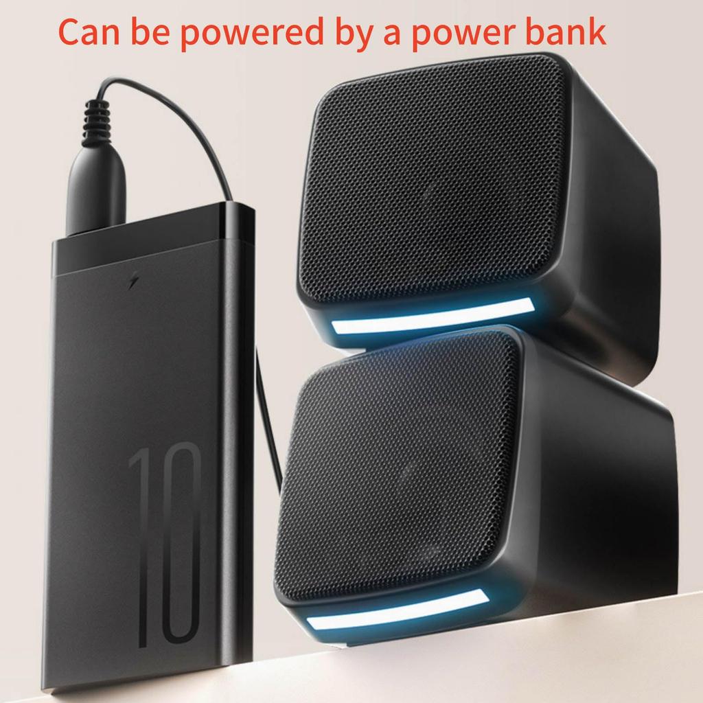 1 Pair of Portable Mini Speakers for Desktops and USB Compact PC Speakers with 3D Surround Sound Laptops, Powered,