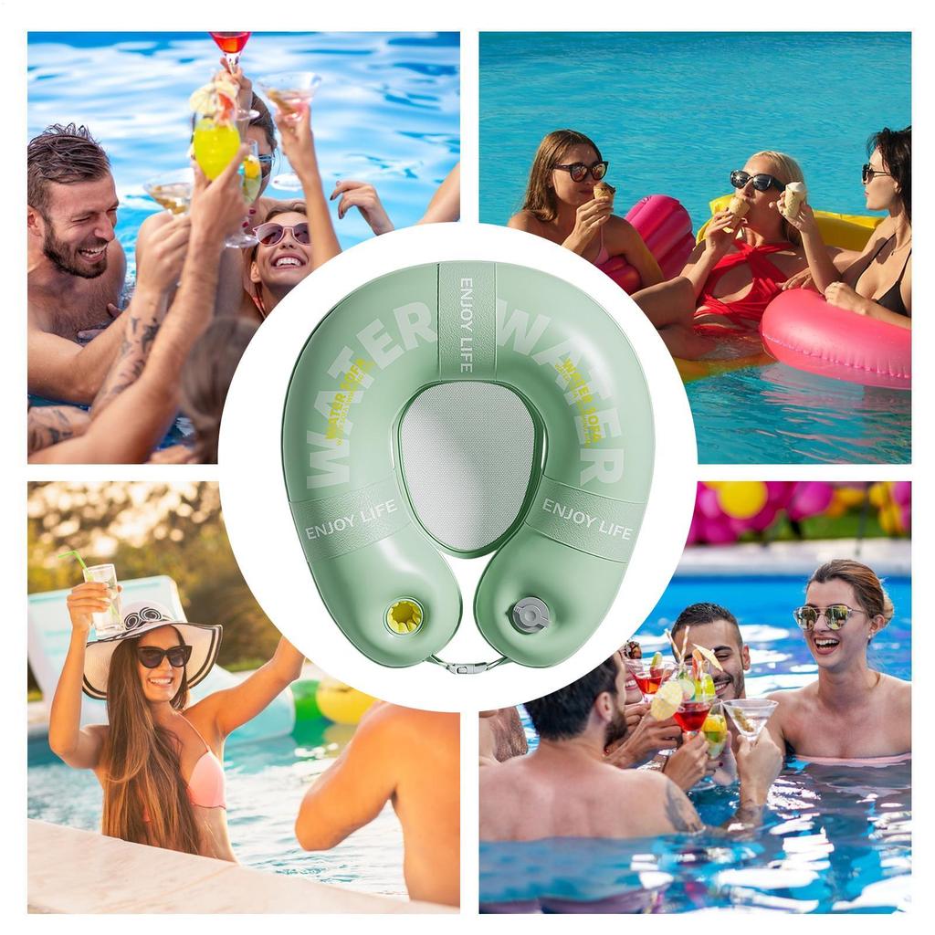 Inflatable U Shaped Pool Float Lounge Water Hammock with Cup Holder