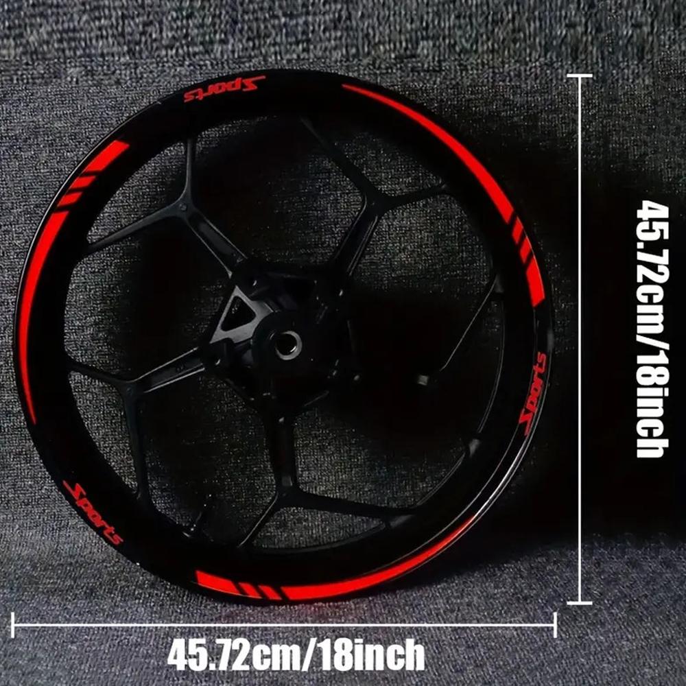 12pcs Car 18-21in Rim Protective Decal Tape Wheel Reflective Warning Strip Tire Sports Styling Decoration Sticker Accessories