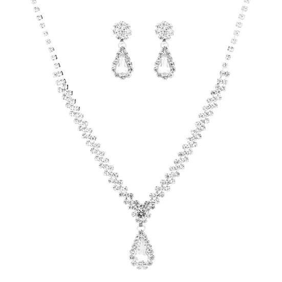 1 комплект свадебного ожерелья, серьги в форме капли воды, ювелирные изделия со стразами, сверкающий комплект ювелирных изделий в корейском стиле для свадьбы