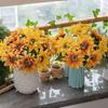 Elegant PU Sunflower Flowers Realistic Fake Flower Simulated Sunflower Home Hotel Table Decor