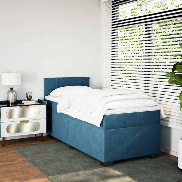 Maison Exclusive - Sommier à lattes de lit et matelas Bleu foncé 80x200 cm Velours