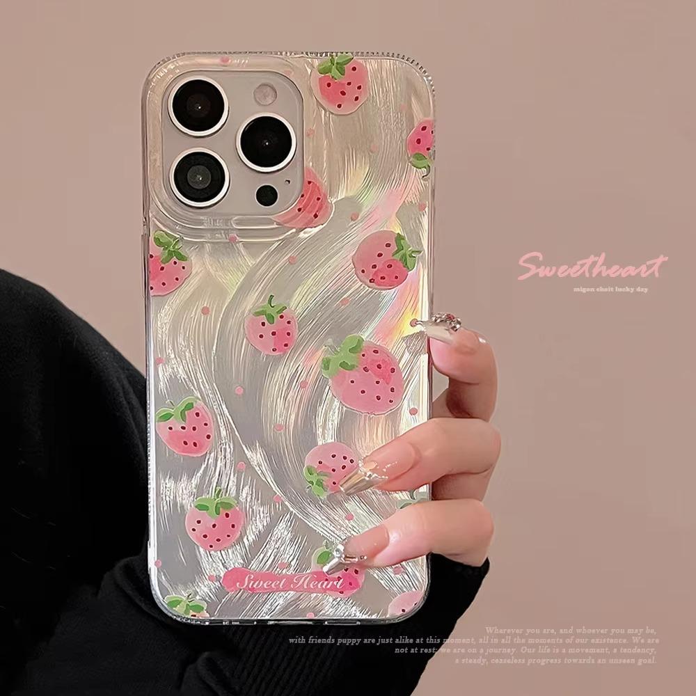 Розовый чехол для телефона с клубникой для iPhone 17 Air 16 15 14 13 12 11 Pro Max Чехол для iPhone 16 15 14 Plus Чехол Funda Bumper