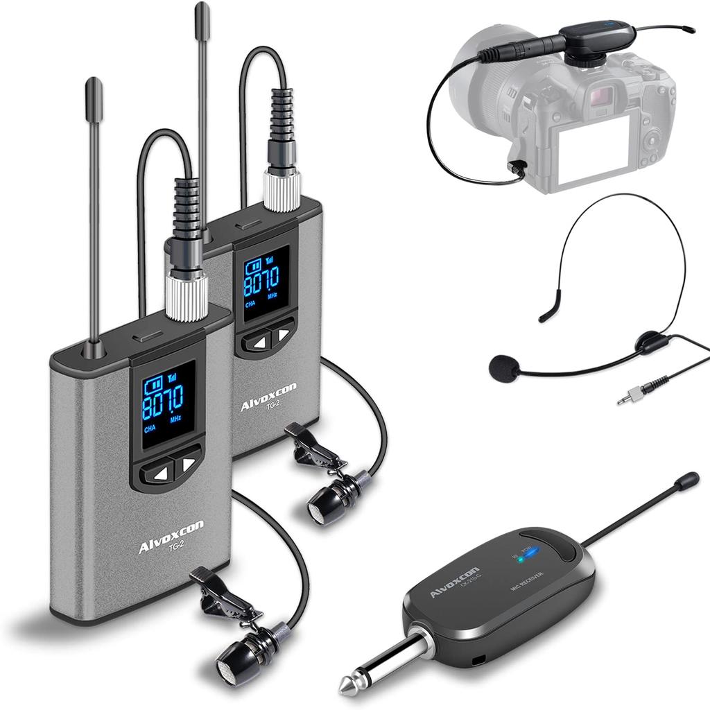 Alvoxcon Wireless Microphone UHF Pin Microphone Wireless Headset Microphone Clip Microphone Microphone Wireless Microphone Video Shooting Recording