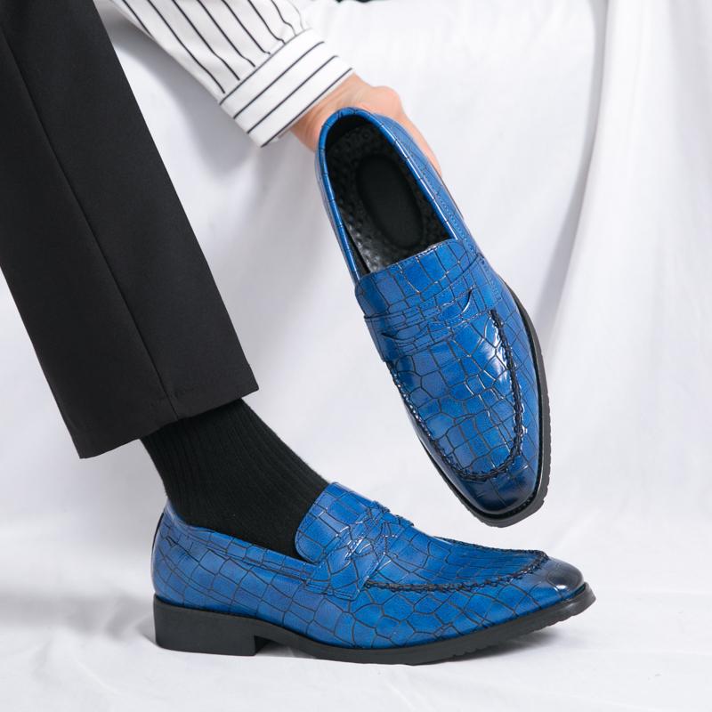 Fashion 2024 Luxury Loafers Men Slip-On Business Formal Casual Shoes Blue MenShoes Leather Men Dress Shoes Wedding Dress Driving Shoes