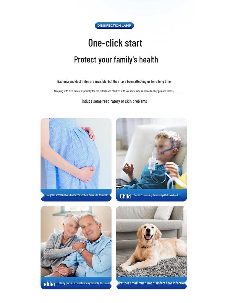 38W UV Disinfection Lamp with Ozone, Remote-Controlled Mobile Desktop Sterilizer.