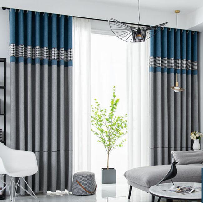 Шторы «гусиные лапки» для спальни, затемняющие гостиную, двойные открытые домашние эркеры, сплошной цвет, карниз для штор