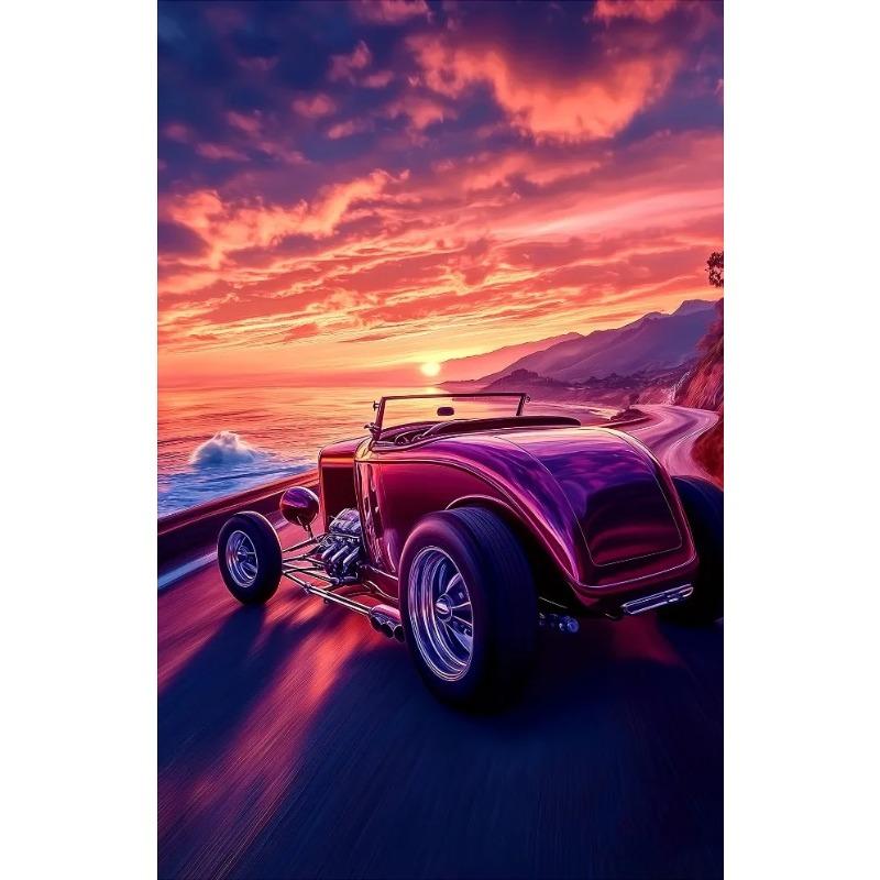Classic Cool Supersport Car Sunset Colorful Posters and Prints Canvas Printing Wall Art Picture for Living Room Home Decora Gift