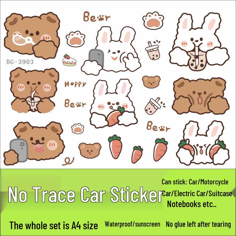 Little Bear Waterproof Electric Car & Motorcycle Tail Stickers - Creative Decoration