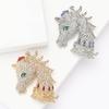 Delicate Alloy Rhinestone Horse Head Brooch Fashionable Versatile Men'S And Women'S Suit Coat Corsage Jewelry Pin