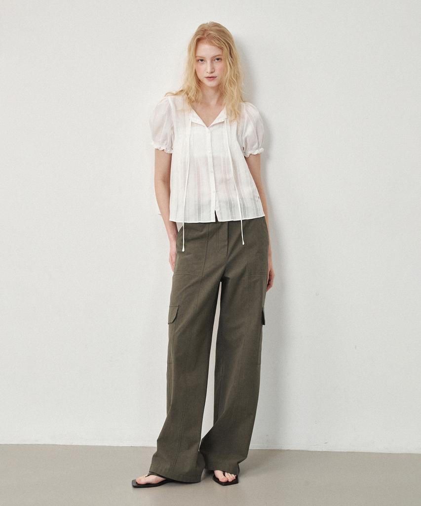 OSTKAKA Wide Cotton Cargo Pants Khaki