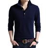 Fashion Polo Shirt Solid Color Slim Fit Polo Men Long Sleeve Mercerized Cotton Casual Polos Shirt