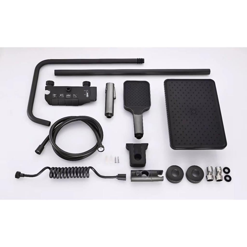 Настенная Душевая Система Высокого Давления Четыре-в-одном Квадратный Душевой Набор с Клавишами Пианино Ванная Комната Нержавеющая Сталь Водонагреватель