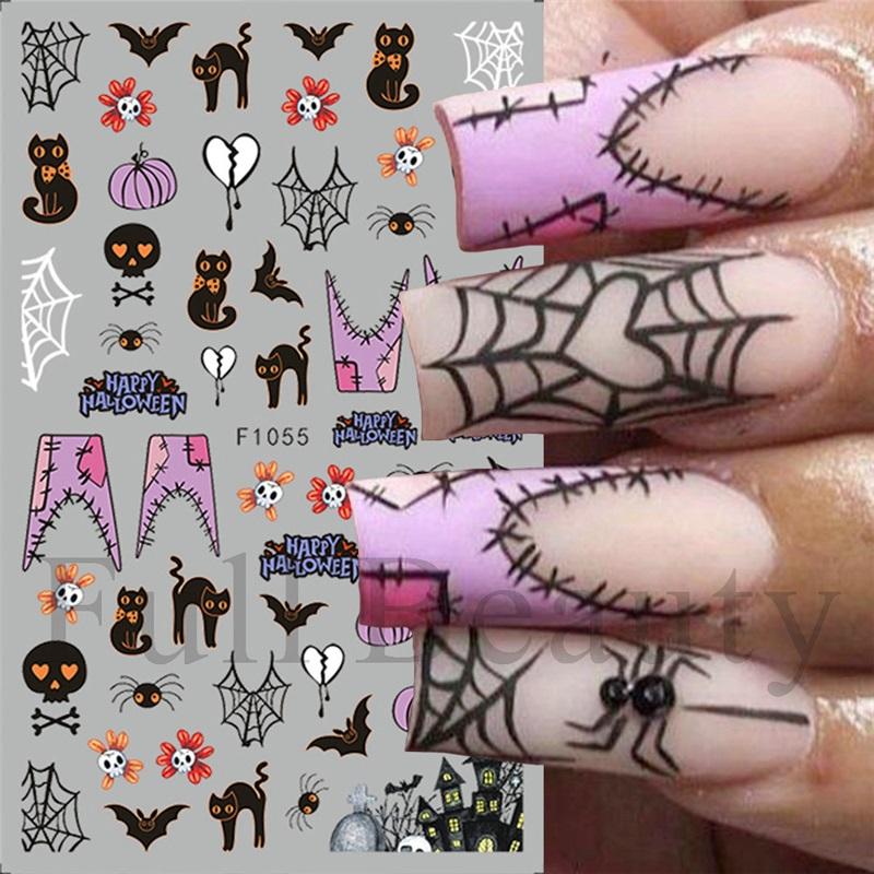 New Nail Art Stickers European and American Halloween Ghost Festival Pumpkin Bat Scar Zombie Eyes Adhesive Nail Sticker