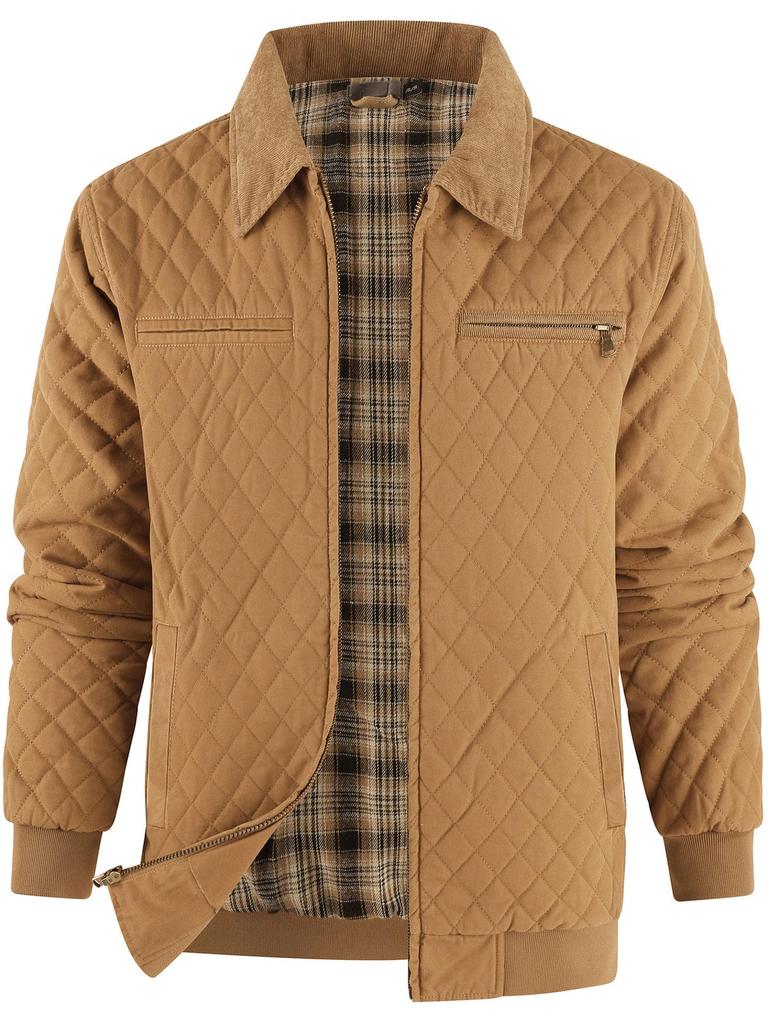 Мужская стеганая куртка из хлопкового холста, американского размера, утепленная теплой фланелью